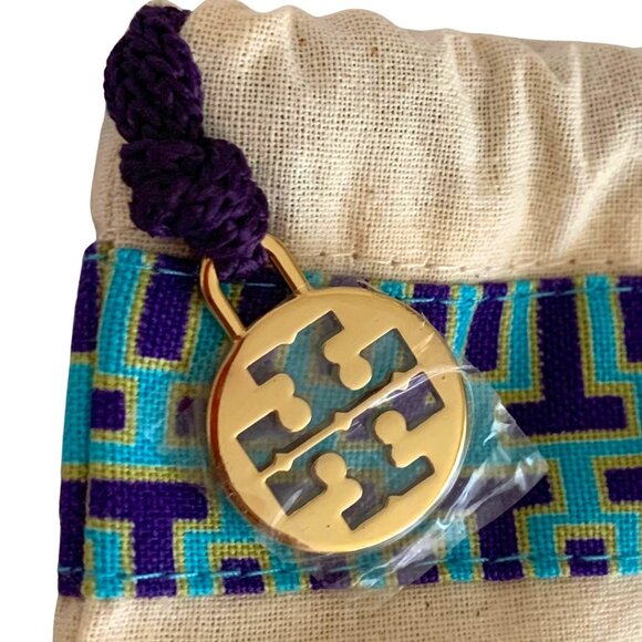 Tory Burch Handbags - TORY BURCH EUC DUSTBAG with METAL CHARM | DRAWSTRING | Cream with Blue 15" X 12"